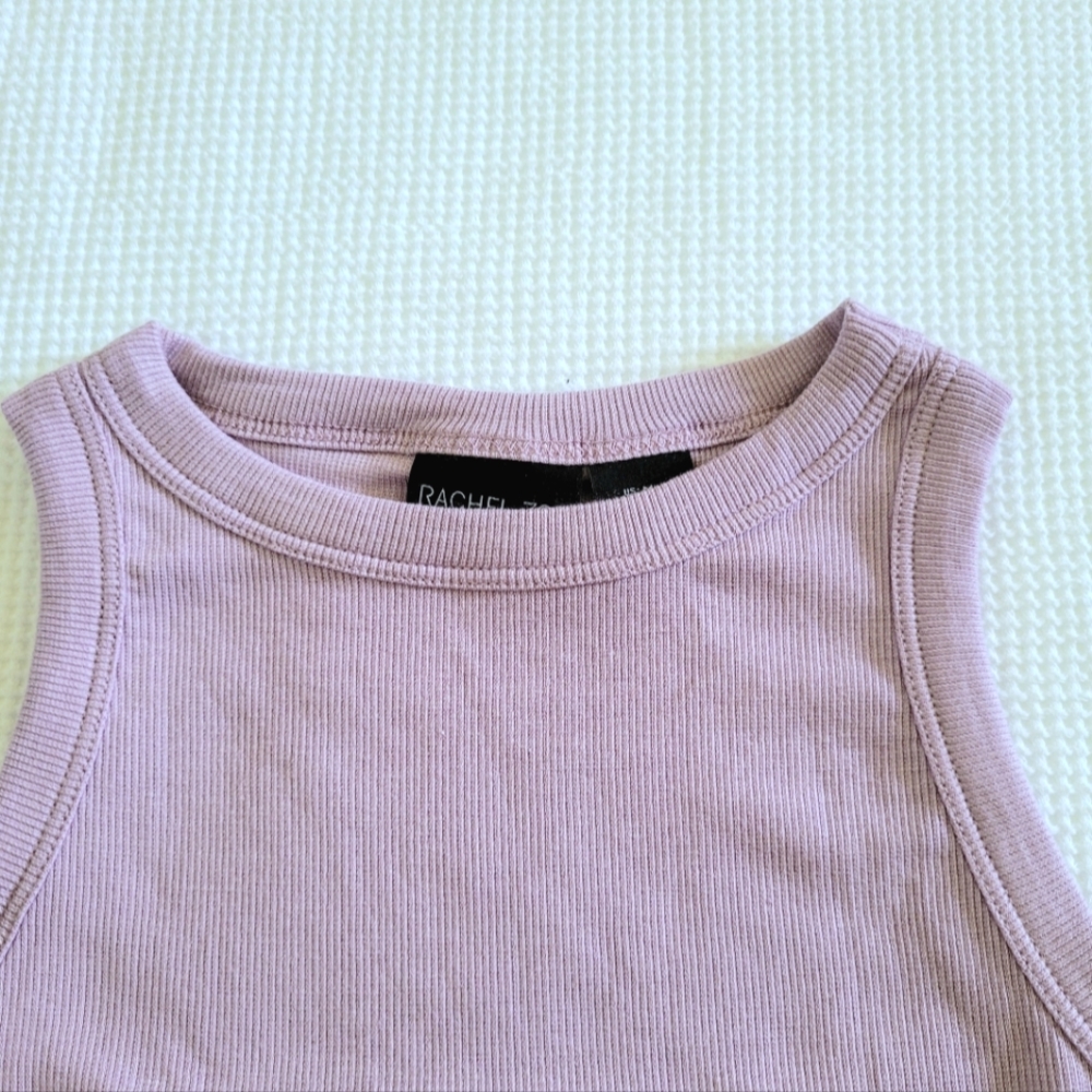 Rachel Zoe Sleeveless Fitted Ribbed Light Lavender💜 Top - NWT - Picture 3 of 10